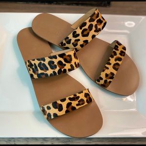 NWOT J Crew leopard calf hair sandal